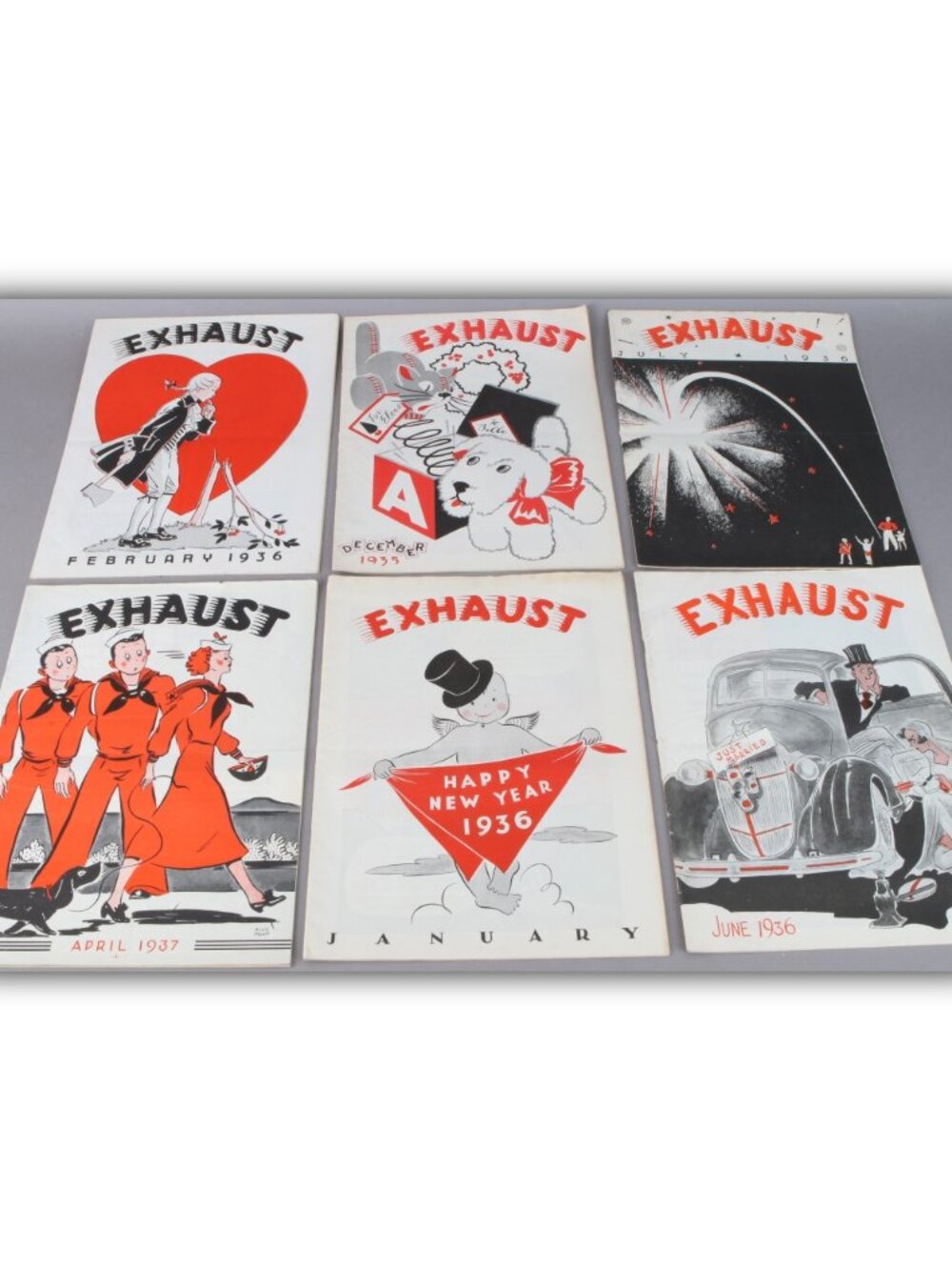 Lot of 6 vintage 1930’s Exhaust magazines 1935-1937 Car repair Service station